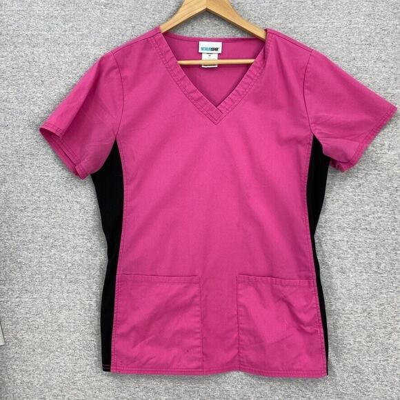 Scrub Star Scrub Top Womens Medium Pink Nursing Vet Medical Uniform Short Sleeve - Picture 1 of 11